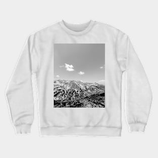 Rocky mountain peak and sky, black and white photography Crewneck Sweatshirt